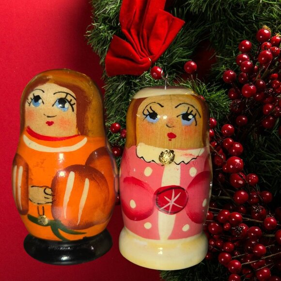 Hand-Painted Wooden Russian Christmas Ornaments Set Of 5 With Snowman Tree & Rus - Picture 3 of 5